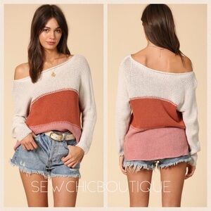 🎉HP 4-25 🎉Color Block Boatneck Knit Sweater